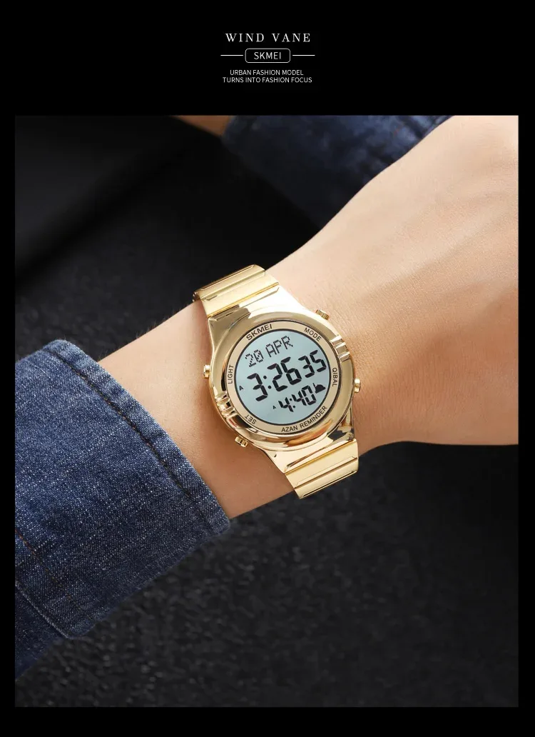 SKMEI Pilgrimage Time Reminder Watches Digital Sport Watch Waterproof Wristwatches For Men Women Qibla Name Display Reloj Hombre