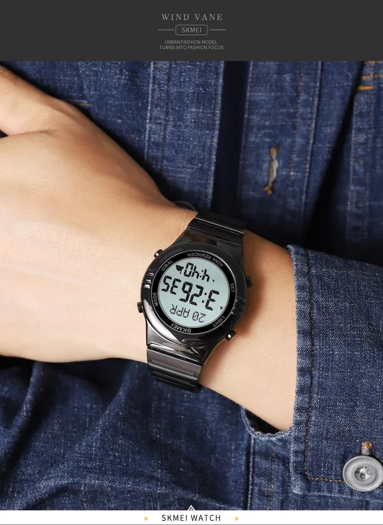SKMEI Pilgrimage Time Reminder Watches Digital Sport Watch Waterproof Wristwatches For Men Women Qibla Name Display Reloj Hombre