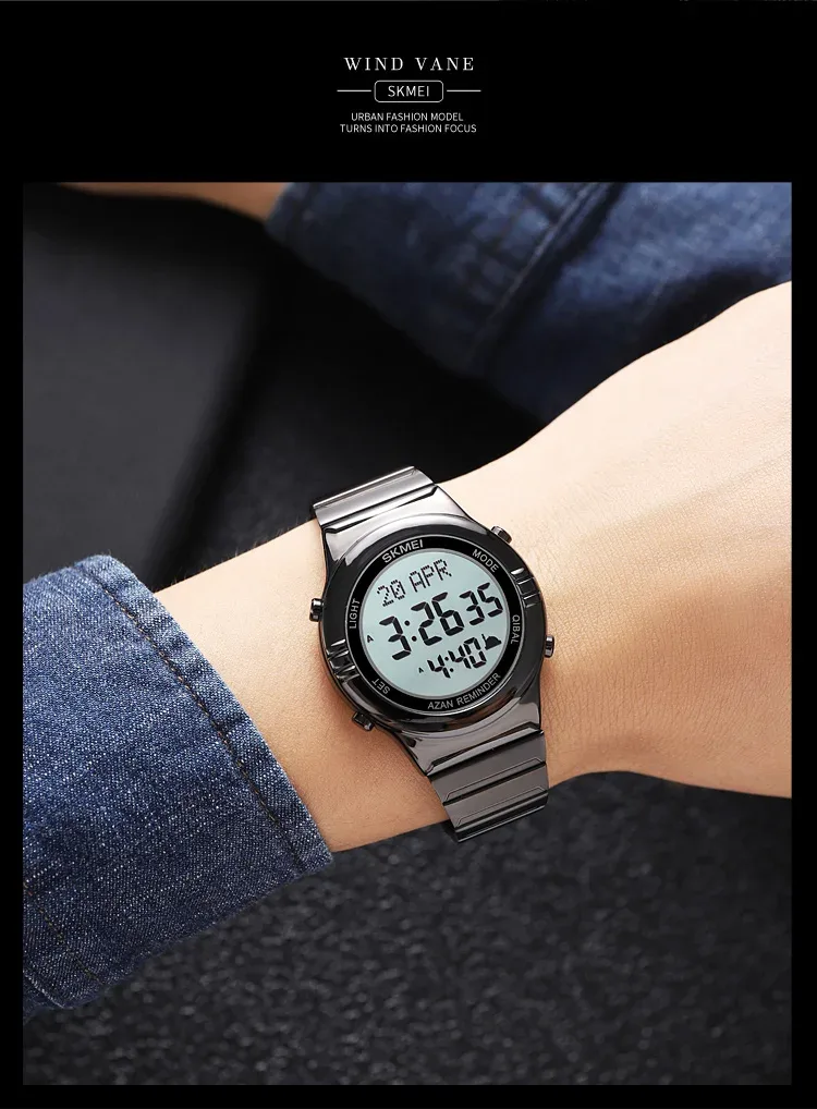 SKMEI Pilgrimage Time Reminder Watches Digital Sport Watch Waterproof Wristwatches For Men Women Qibla Name Display Reloj Hombre