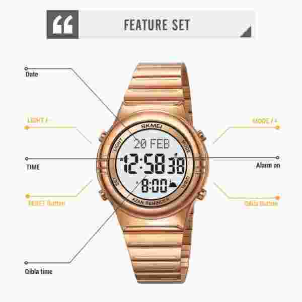 Skmei 2200 Digital Qibla Compass Watch for Muslim Prayer with Azan Reminder - Image 5