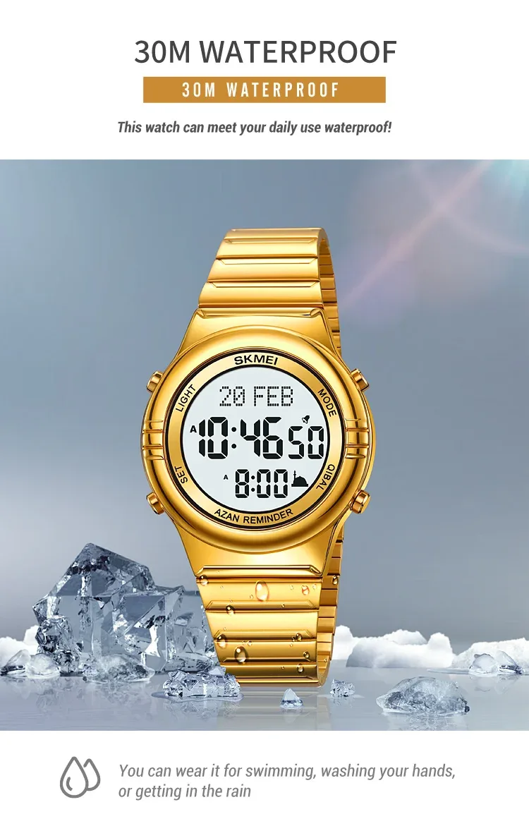 SKMEI Pilgrimage Time Reminder Watches Digital Sport Watch Waterproof Wristwatches For Men Women Qibla Name Display Reloj Hombre