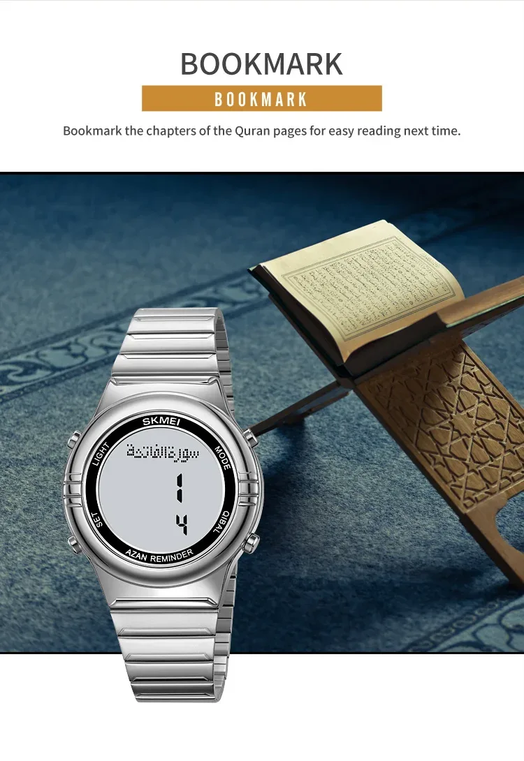 SKMEI Pilgrimage Time Reminder Watches Digital Sport Watch Waterproof Wristwatches For Men Women Qibla Name Display Reloj Hombre