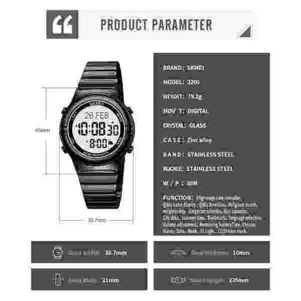 Skmei 2200 Digital Qibla Compass Watch for Muslim Prayer with Azan Reminder - Image 6