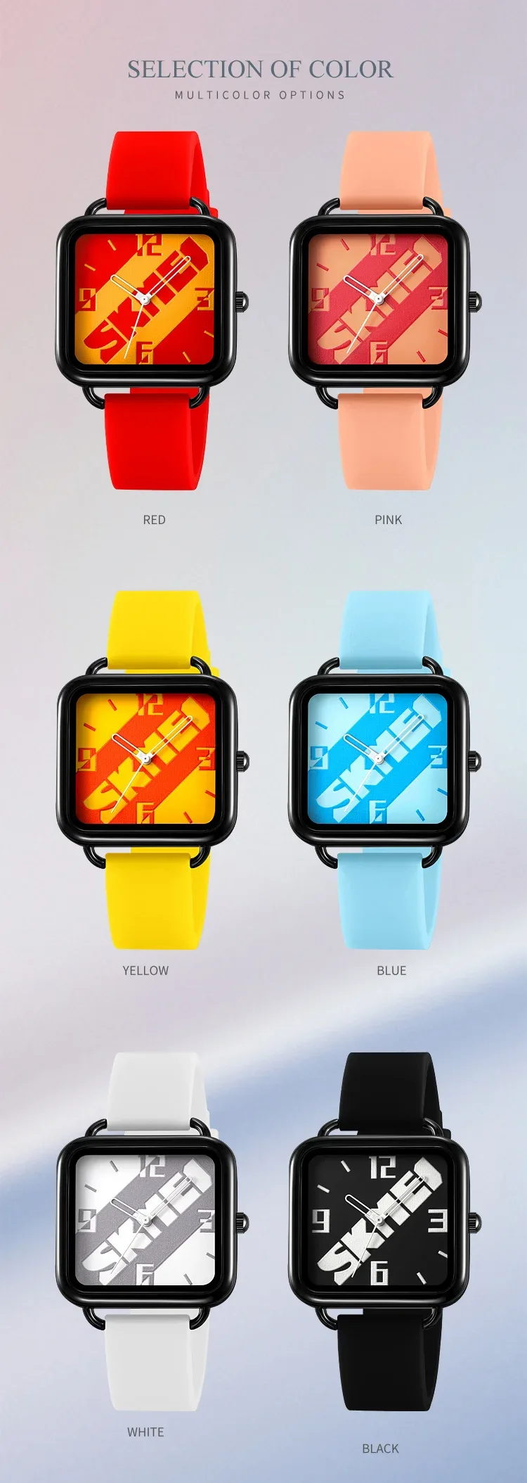SKMEI Creative Movement Quartz Watch For Men Women Waterproof Time Wristwatches Sports Colorful Dial Design Watches Reloj Hombre