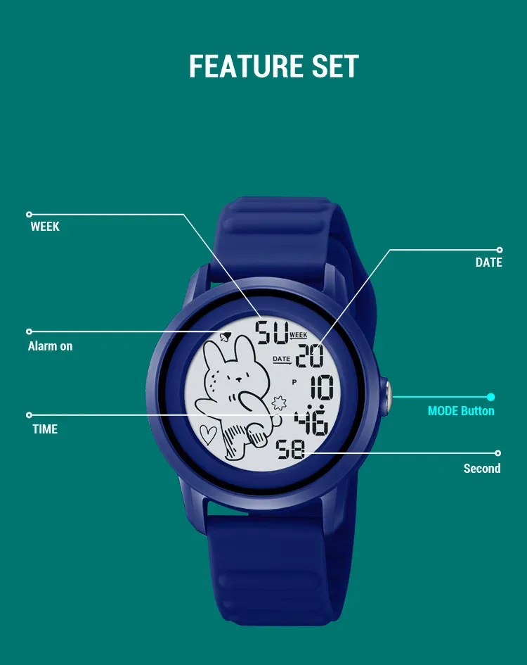 SKMEI Youth Outdoor Sports Digital Watch For Men Women Students 5Bar Waterproof Stopwatch Countdown Wristwatch Alarm Reloj Mujer