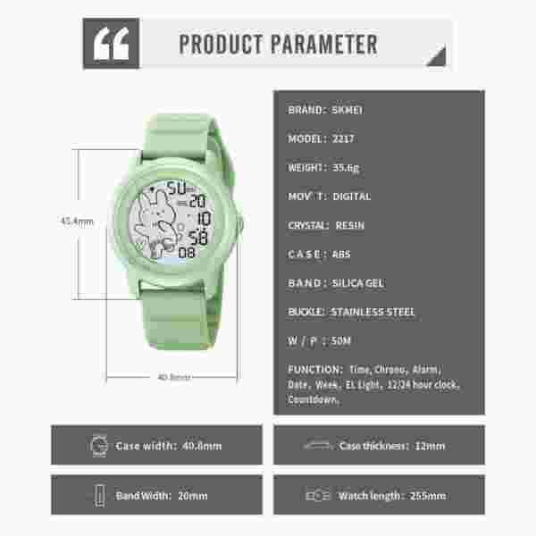 Skmei 2217 Multifunctional Digital Sports Watch with EL Light and Countdown Timer (50M Waterproof) - Image 6