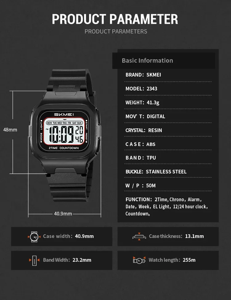 SKMEI Sports Digital Wristwatches For Men Women Waterproof Clock Electronic Watches Chrono Students Military Watch Reloj Hombre