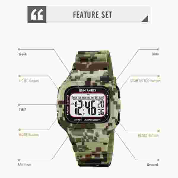 Skmei 2343 Multifunctional Digital Sports Watch with Dual Time and Countdown Timer (50M Waterproof) - Image 5