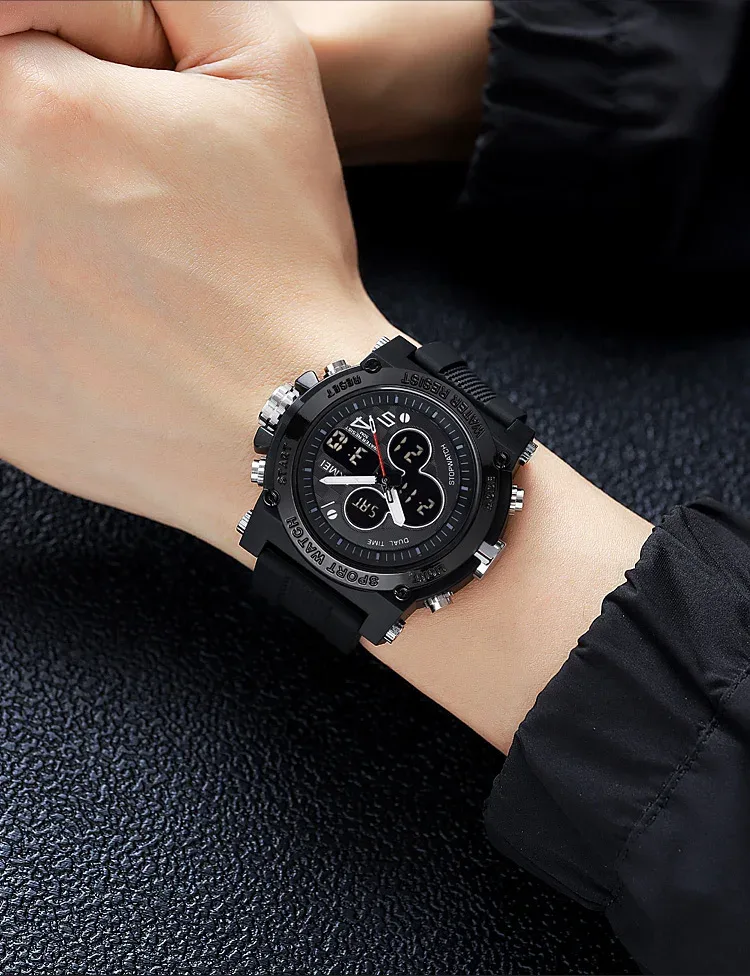 SKMEI Men Countdown Sports Electronics Wristwatches Three Time Clock Digital Quartz Watches Dual Display Watch Relogio Masculino