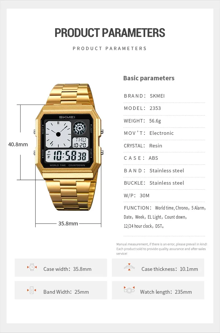 SKMEI Mens Electronic Waterproof Watches Sport  Digital Watch For Men Women Stainless Steel Wristwatch World Time Relojes Hombre