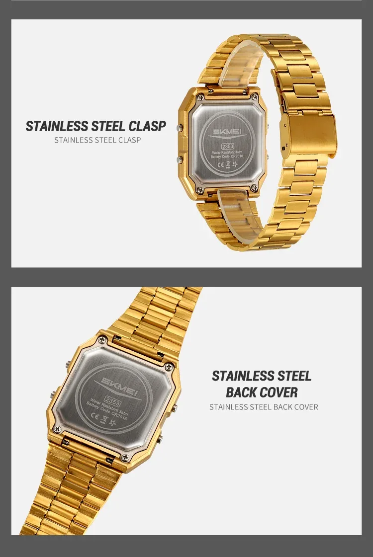 SKMEI Mens Electronic Waterproof Watches Sport  Digital Watch For Men Women Stainless Steel Wristwatch World Time Relojes Hombre
