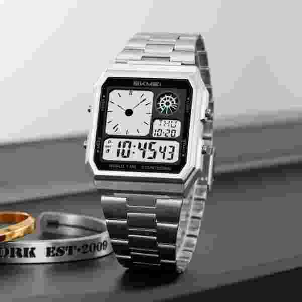 SKMEI Mens Electronic Waterproof Watches Sport  Digital Watch For Men Women Stainless Steel Wristwatch World Time Relojes Hombre - Image 2