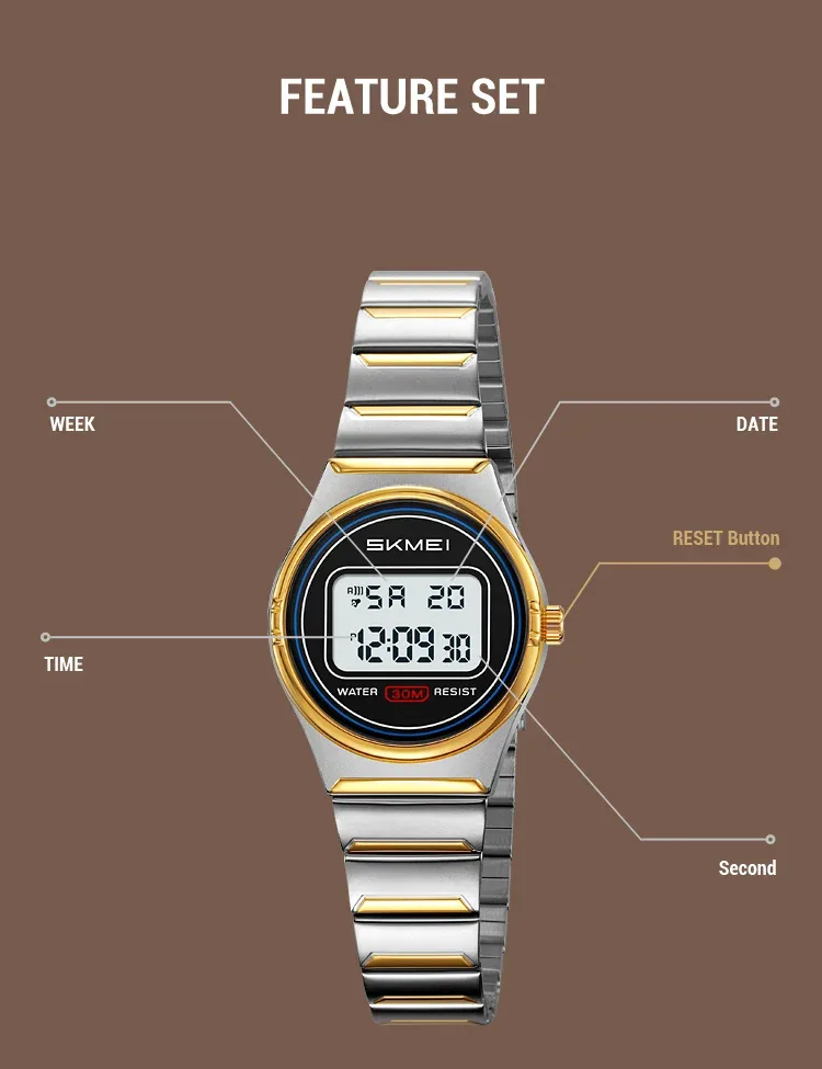 SKMEI Digital Electronics Wristwatches Top Brands Luxury Women's Watches Gifts Clock Waterproof Sports Ladies Watch Reloj Mujer