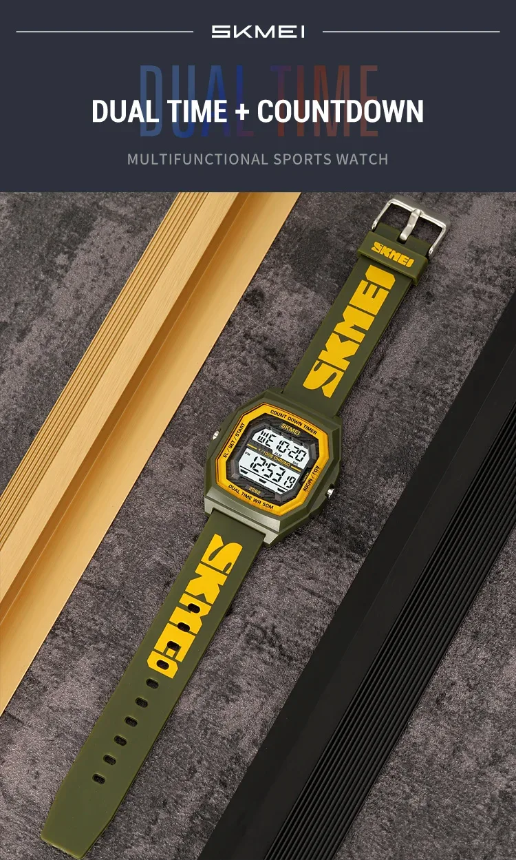 SKMEI Sport Digital Electronic Wristwatch For Men Women Student Fashion 5Bar Waterproof EL Light Chrono Watch Clock Reloj Hombre