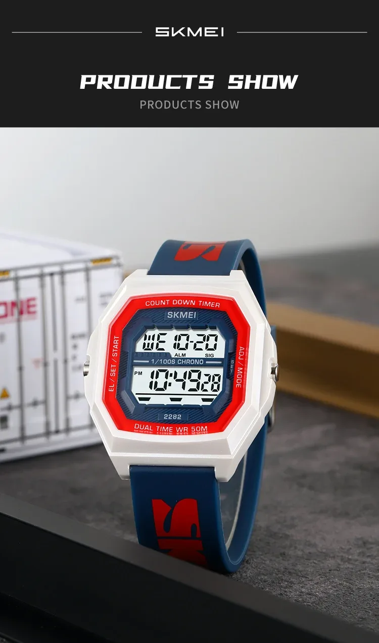 SKMEI Sport Digital Electronic Wristwatch For Men Women Student Fashion 5Bar Waterproof EL Light Chrono Watch Clock Reloj Hombre