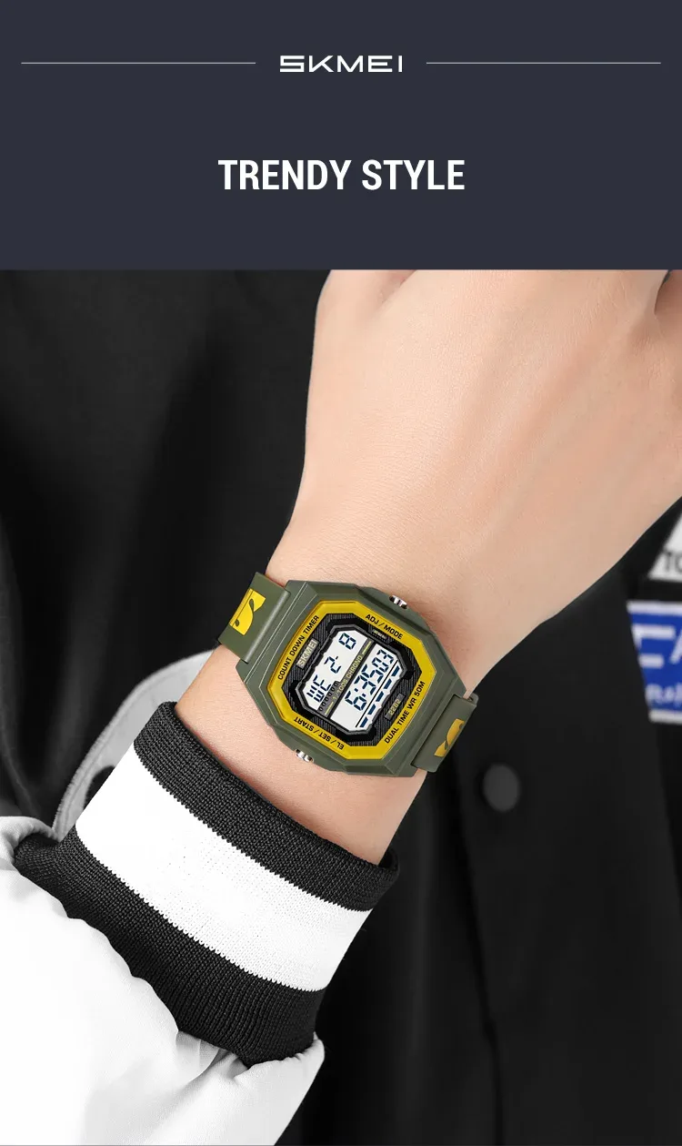 SKMEI Sport Digital Electronic Wristwatch For Men Women Student Fashion 5Bar Waterproof EL Light Chrono Watch Clock Reloj Hombre