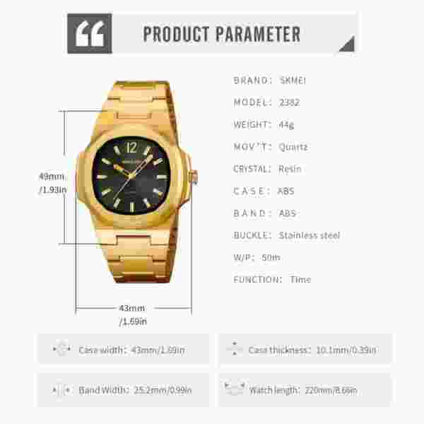 Skmei 2382 Textured Dial Fashion Quartz Watch for Men with 50M Waterproof (Multicolor Options) - Image 6