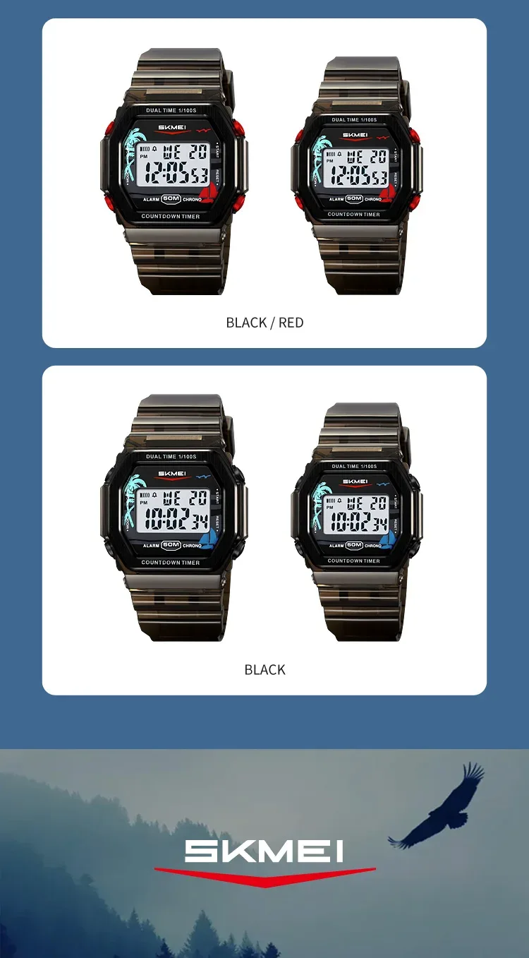 SKMEI Waterproof Clock Electronics Watches Sports Digital Wristwatches For Men Women Students Chrono Military Watch Reloj Hombre