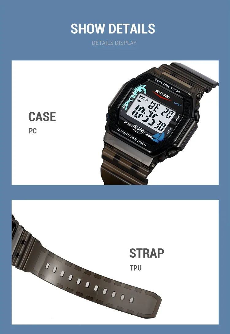 SKMEI Waterproof Clock Electronics Watches Sports Digital Wristwatches For Men Women Students Chrono Military Watch Reloj Hombre