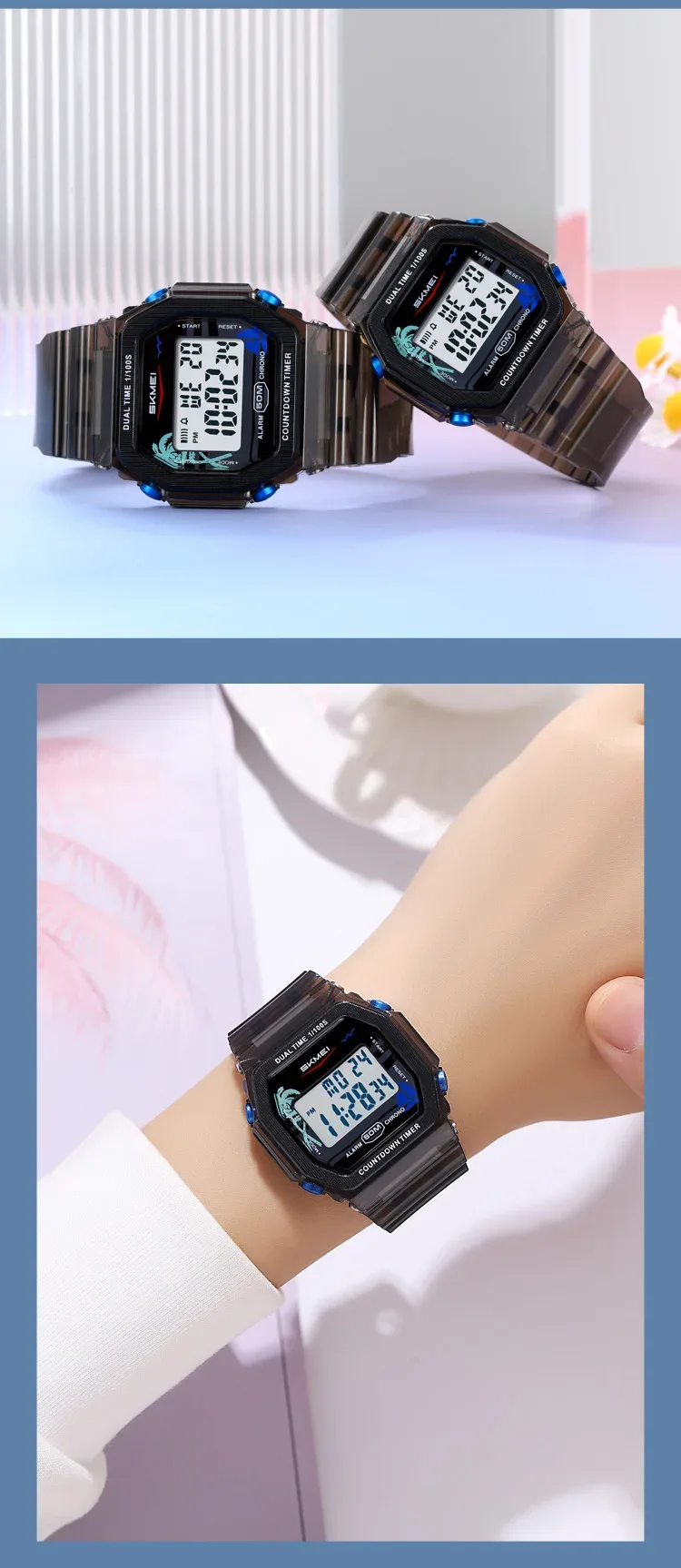 SKMEI Waterproof Clock Electronics Watches Sports Digital Wristwatches For Men Women Students Chrono Military Watch Reloj Hombre