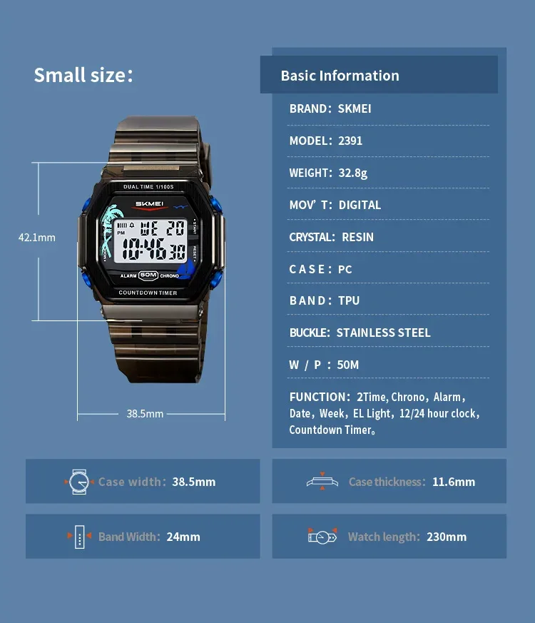 SKMEI Waterproof Clock Electronics Watches Sports Digital Wristwatches For Men Women Students Chrono Military Watch Reloj Hombre
