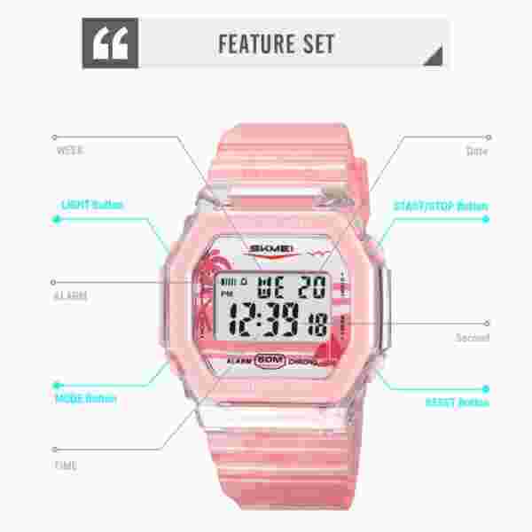 Skmei 2390/2391 Multifunctional Digital Sports Watch with Dual Time and Alarm for Men and Women (50M Waterproof) - Image 5