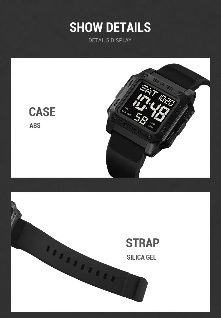 SKMEI Military Watch EL Light Waterproof Sports Digital Wristwatch For Men Women Students Chrono Electronic Watches Reloj Hombre