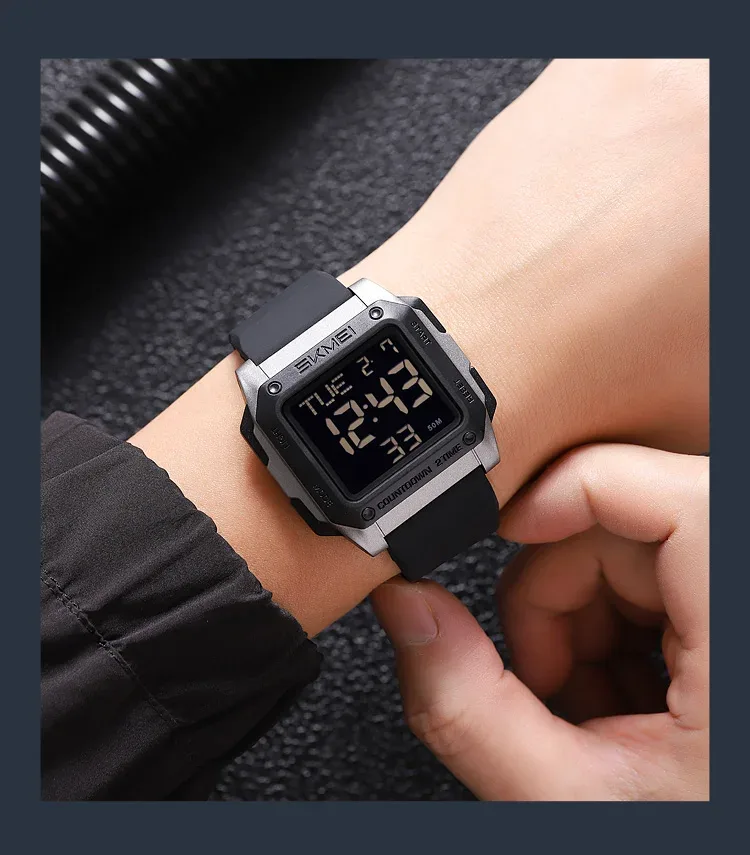 SKMEI Military Watch EL Light Waterproof Sports Digital Wristwatch For Men Women Students Chrono Electronic Watches Reloj Hombre