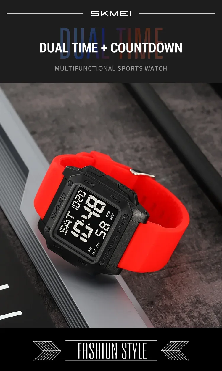 SKMEI Military Watch EL Light Waterproof Sports Digital Wristwatch For Men Women Students Chrono Electronic Watches Reloj Hombre