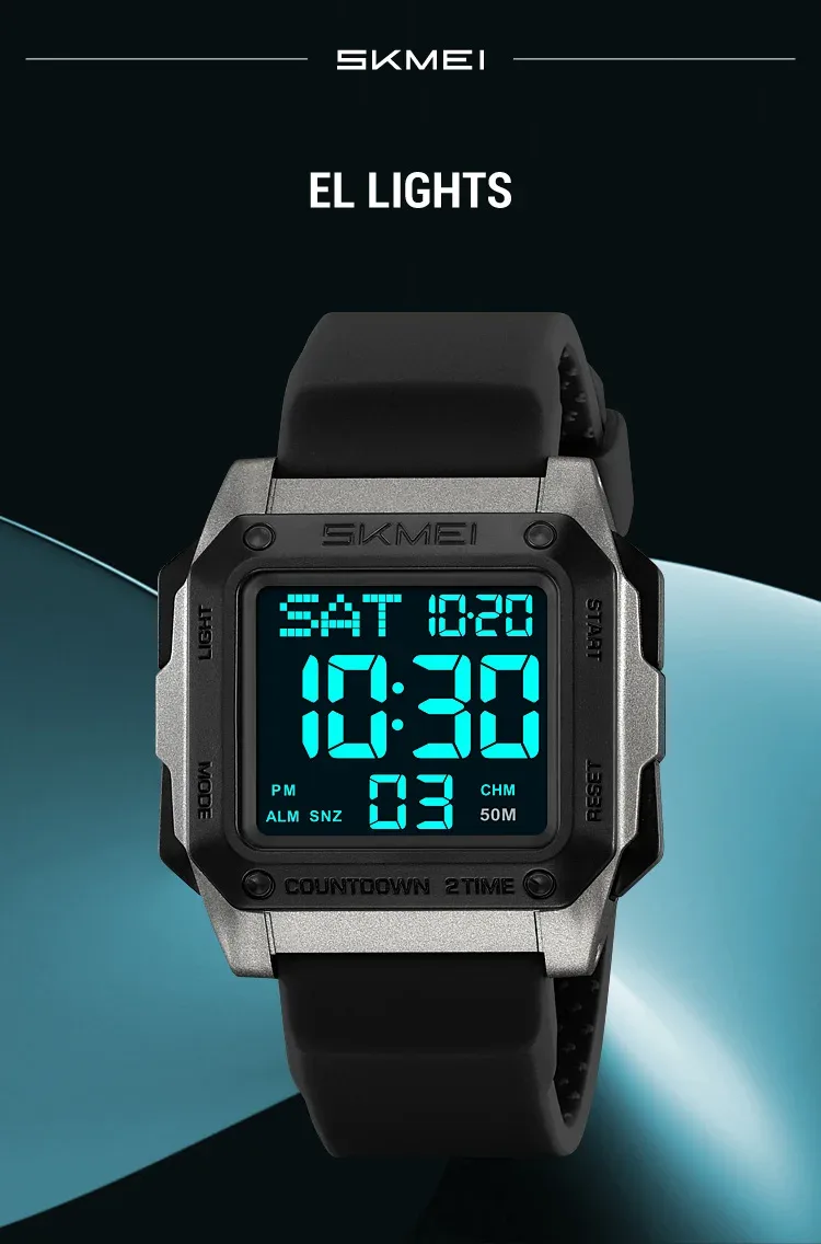 SKMEI Military Watch EL Light Waterproof Sports Digital Wristwatch For Men Women Students Chrono Electronic Watches Reloj Hombre