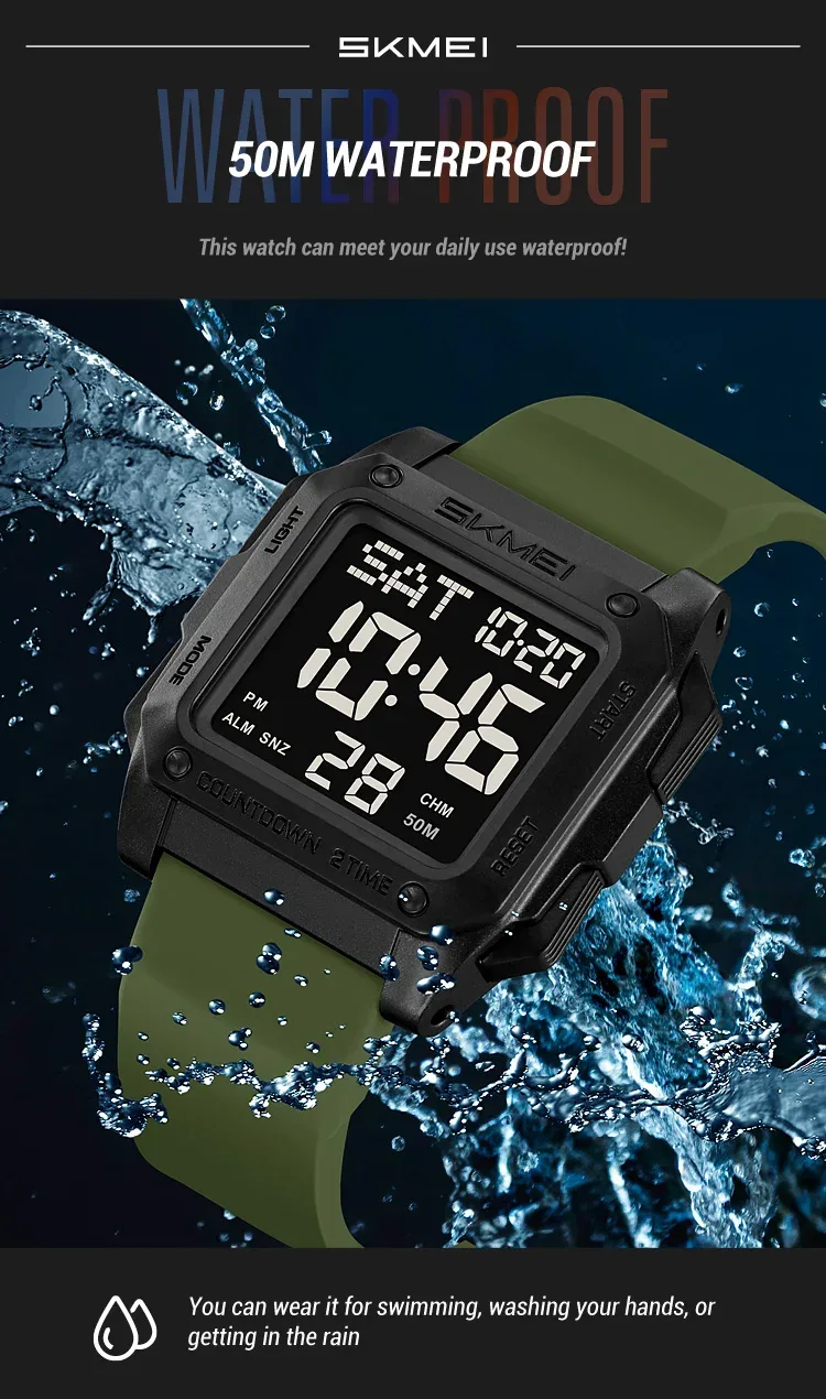 SKMEI Military Watch EL Light Waterproof Sports Digital Wristwatch For Men Women Students Chrono Electronic Watches Reloj Hombre