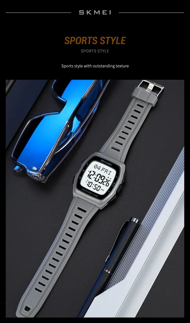 SKMEI World Time Waterproof Electronic Watches Sport Digital Wristwatch For Men Women Chrono Count Down Timer Watch Reloj Hombre