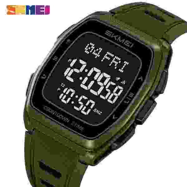 Skmei 2441 Multifunctional World Time Sports Watch with Dual Time Display and Countdown Timer (50M Waterproof)