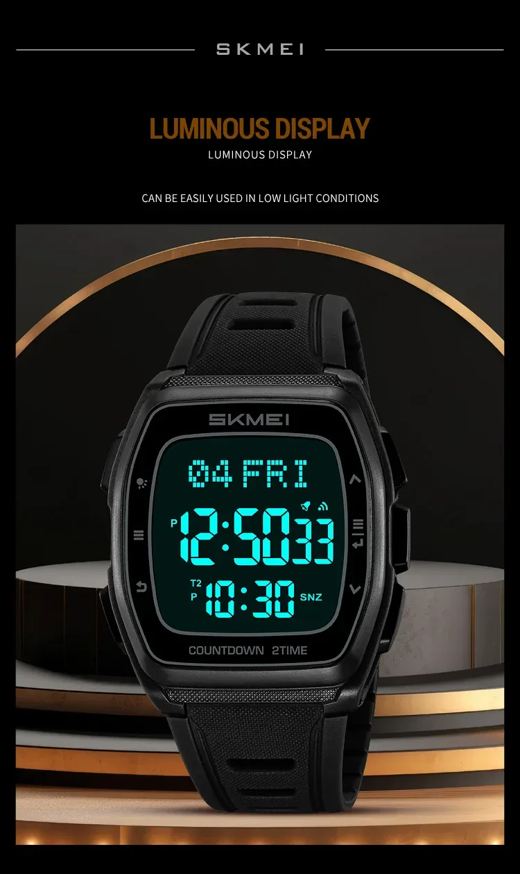 SKMEI World Time Waterproof Electronic Watches Sport Digital Wristwatch For Men Women Chrono Count Down Timer Watch Reloj Hombre