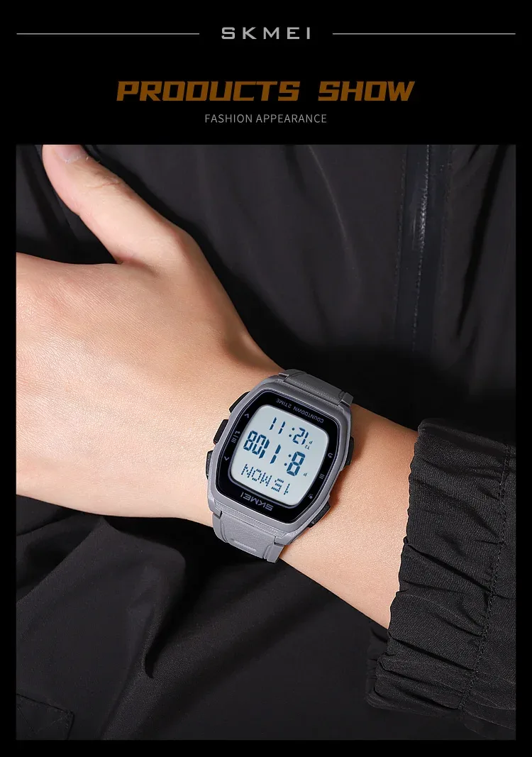 SKMEI World Time Waterproof Electronic Watches Sport Digital Wristwatch For Men Women Chrono Count Down Timer Watch Reloj Hombre