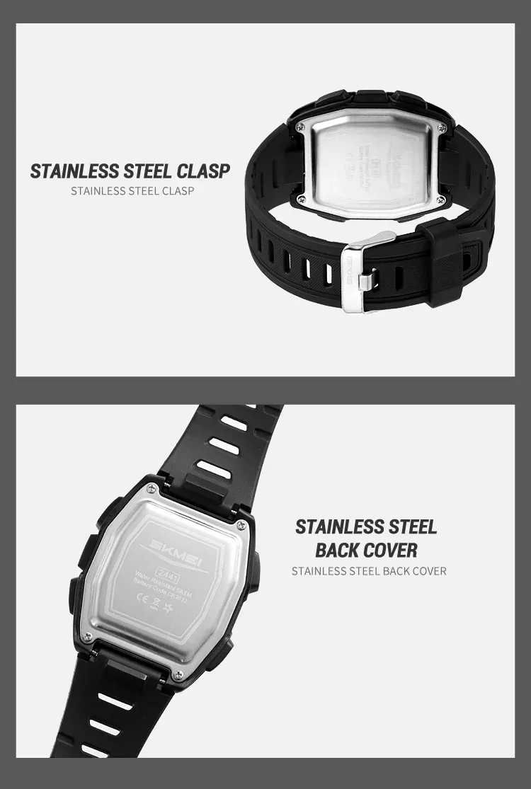 SKMEI World Time Waterproof Electronic Watches Sport Digital Wristwatch For Men Women Chrono Count Down Timer Watch Reloj Hombre