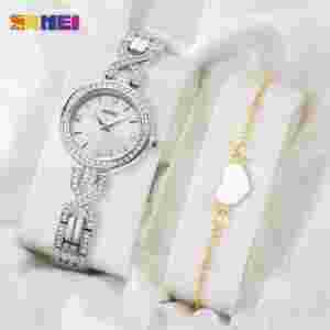 Skmei 1738 Elegant Rhinestone Mosaic Dress Watch for Women (30M Waterproof)