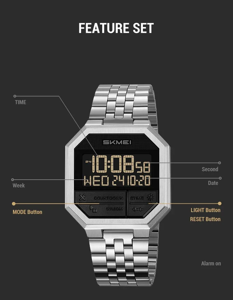 SKMEI Fashion Business Wristwatch For Men Women Waterproof Clock LED Light Outdoor Casual Digital Electronics Watch Reloj Hombre