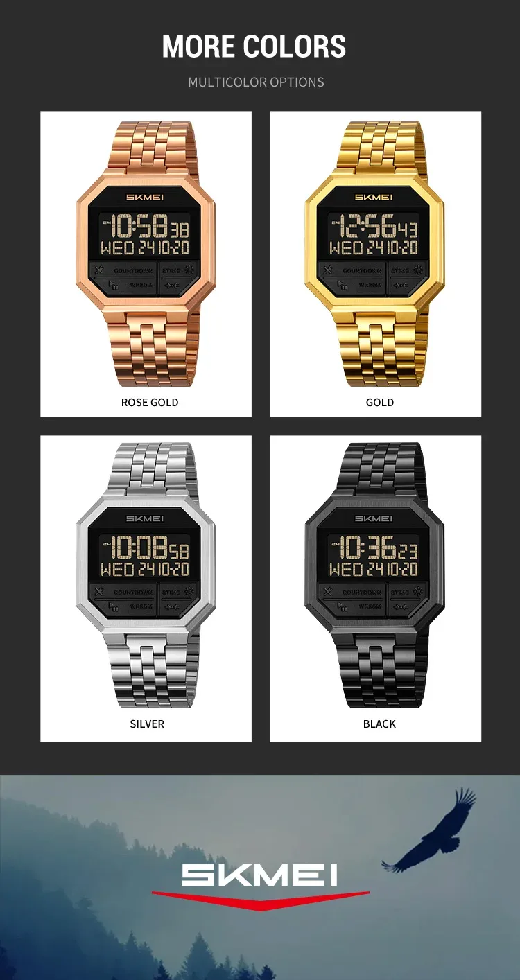 SKMEI Fashion Business Wristwatch For Men Women Waterproof Clock LED Light Outdoor Casual Digital Electronics Watch Reloj Hombre