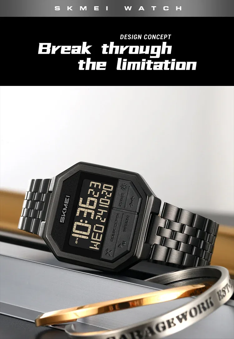 SKMEI Fashion Business Wristwatch For Men Women Waterproof Clock LED Light Outdoor Casual Digital Electronics Watch Reloj Hombre
