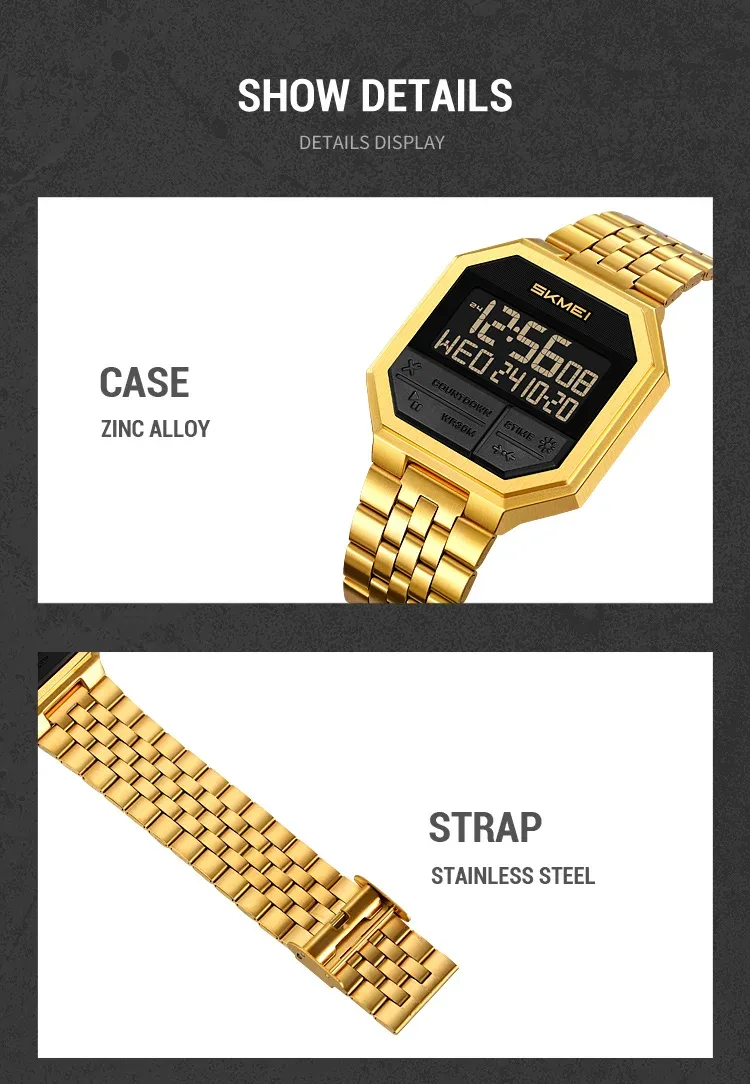 SKMEI Fashion Business Wristwatch For Men Women Waterproof Clock LED Light Outdoor Casual Digital Electronics Watch Reloj Hombre
