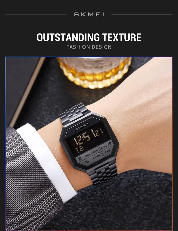 SKMEI Fashion Business Wristwatch For Men Women Waterproof Clock LED Light Outdoor Casual Digital Electronics Watch Reloj Hombre