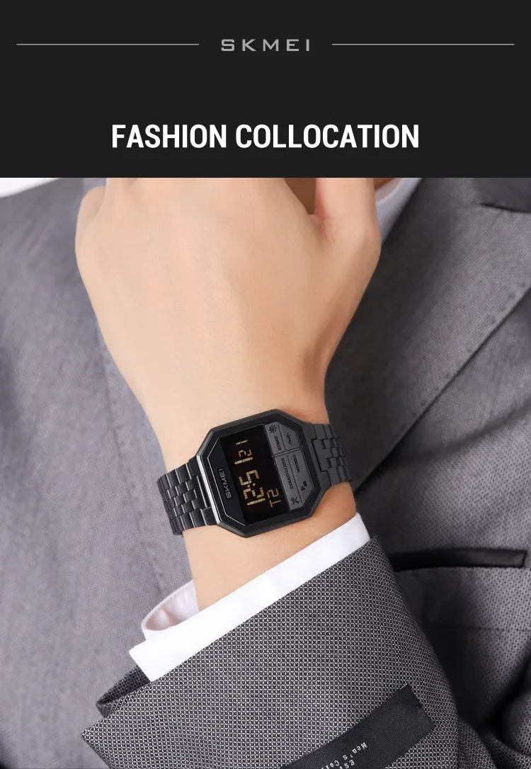 SKMEI Fashion Business Wristwatch For Men Women Waterproof Clock LED Light Outdoor Casual Digital Electronics Watch Reloj Hombre