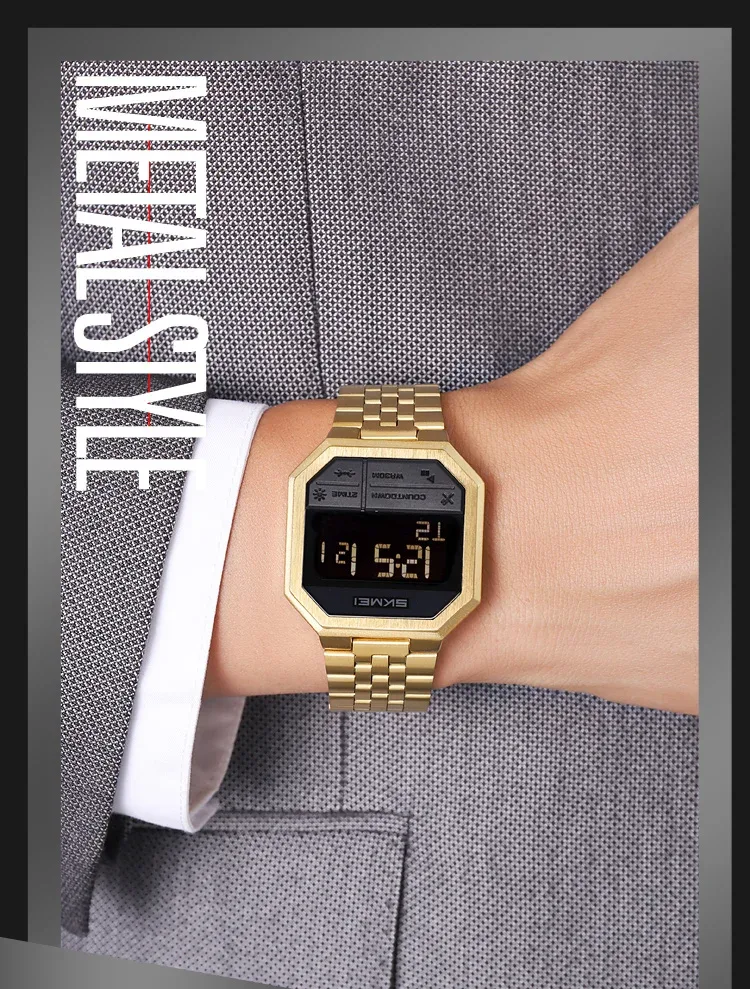 SKMEI Fashion Business Wristwatch For Men Women Waterproof Clock LED Light Outdoor Casual Digital Electronics Watch Reloj Hombre