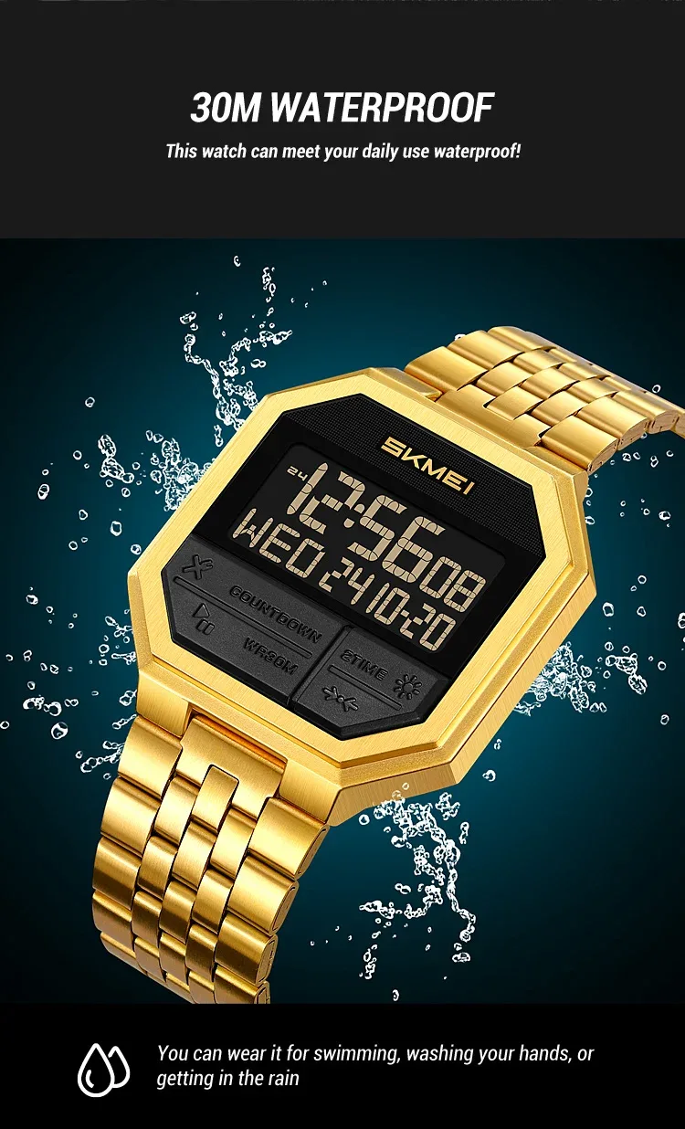 SKMEI Fashion Business Wristwatch For Men Women Waterproof Clock LED Light Outdoor Casual Digital Electronics Watch Reloj Hombre