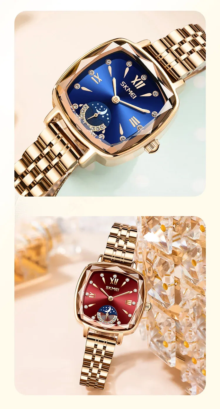 SKMEI Fashion Elegance Watches Ladies Luxury Wristwatches Waterproof Quartz Watch and Bracelet Romantic Style Relogio Feminino