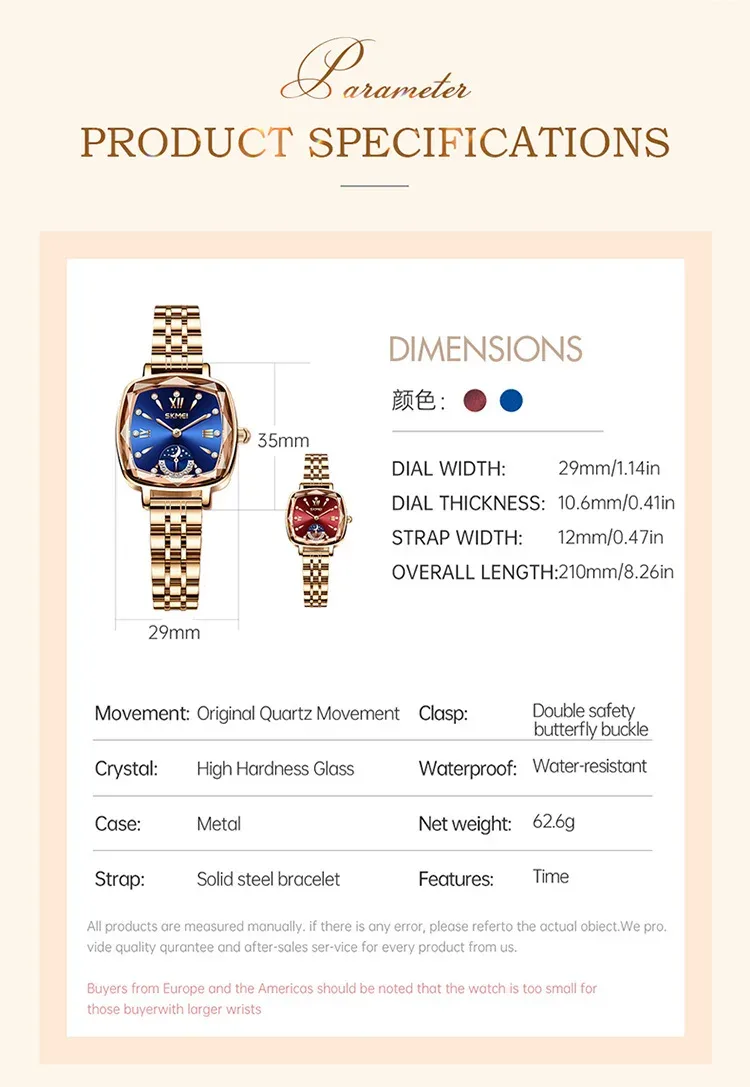 SKMEI Fashion Elegance Watches Ladies Luxury Wristwatches Waterproof Quartz Watch and Bracelet Romantic Style Relogio Feminino