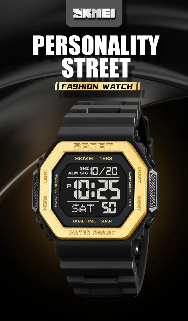 SKMEI Fashion Digital Sports Watch For Men Women 5Bar Waterproof Countdown Chrono Military Wristwatch and Bracelet Reloj Hombre