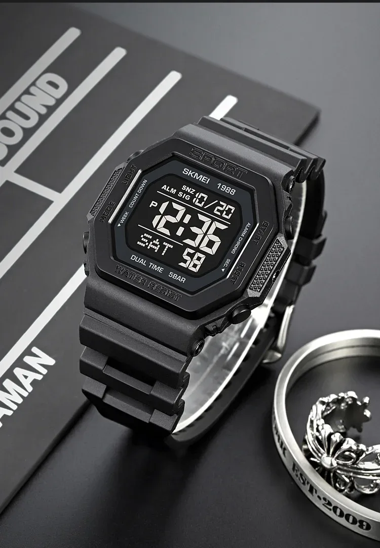 SKMEI Fashion Digital Sports Watch For Men Women 5Bar Waterproof Countdown Chrono Military Wristwatch and Bracelet Reloj Hombre