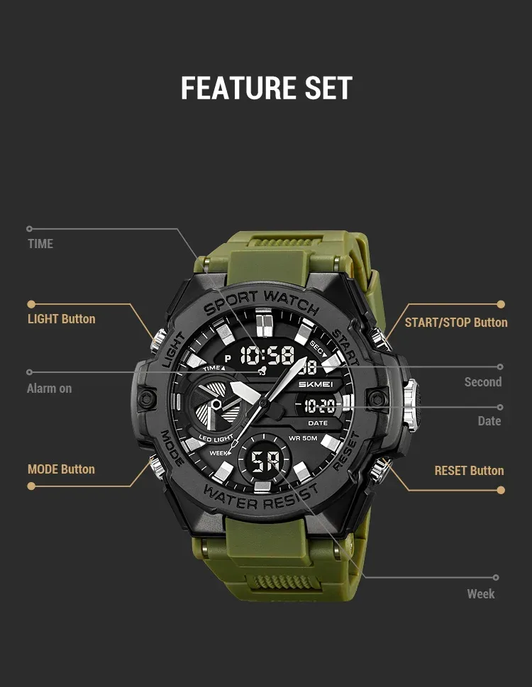 SKMEI Sports Digital Electronic Watch Fashion Business Quartz Watches For Men Women LED Light Waterproof Wristwatch Reloj Hombre